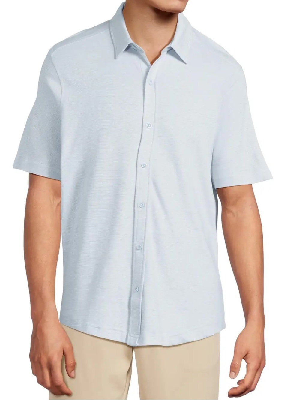 Zara Pale Blue Short-Sleeve Button-Down Shirt